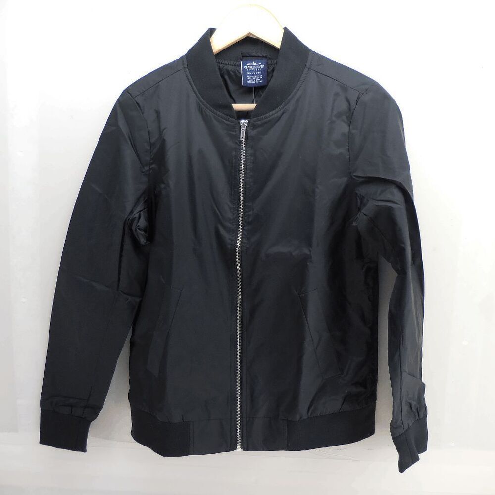 NEW Charles River Apparel Bomber Jacket Womens Small Boston‎ Flight Black New!